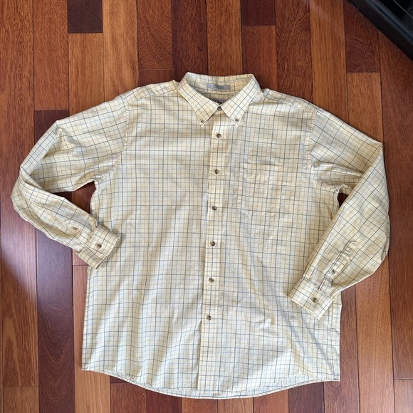 L.L. Bean | Men's yellow & blue plaid button down shirt size XL - Picture 1 of 6